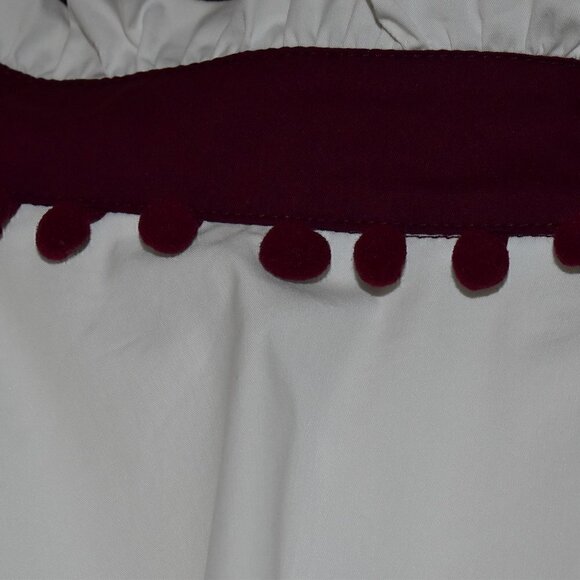 Sugar + Lips Amy Beaufort Linen Co. Off The Shoulder Top White Maroon Si… - Picture 8 of 12